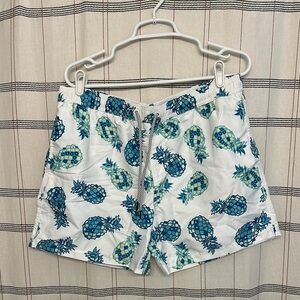 NEW White and Blue Pineapple Swim Trunks